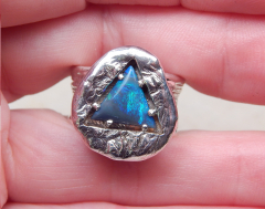 Designer Schwarz Opal Ring 925 SS - Video