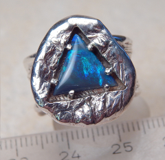 Designer Schwarz Opal Ring 925 SS - Video